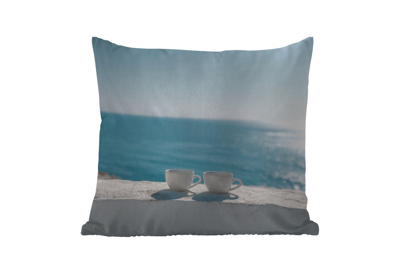 MuchoWow Dekokissen Meer - Kaffeetassen - Sommerlich, Kissenbezüge, Kissenhülle, Kissen, Outdoor, 40x40 cm MuchoWow Dekokissen Meer - Kaffeetassen - Sommerlich, Kissenbezüge, Kissenhülle, Kissen, Outdoor, 40x40 cm von MuchoWow