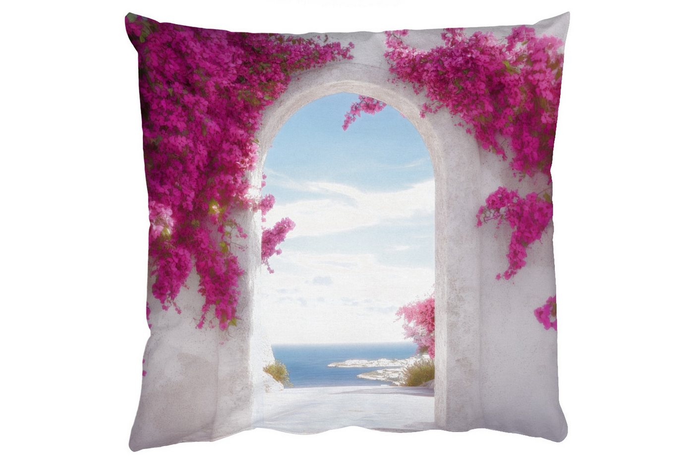 MuchoWow Dekokissen Meer - Rosa - Blumen - Tor, Zierkissen mit Füllung für Wohnzimmer, Sofakissen, 40x40 cm MuchoWow Dekokissen Meer - Rosa - Blumen - Tor, Zierkissen mit Füllung für Wohnzimmer, Sofakissen, 40x40 cm von MuchoWow
