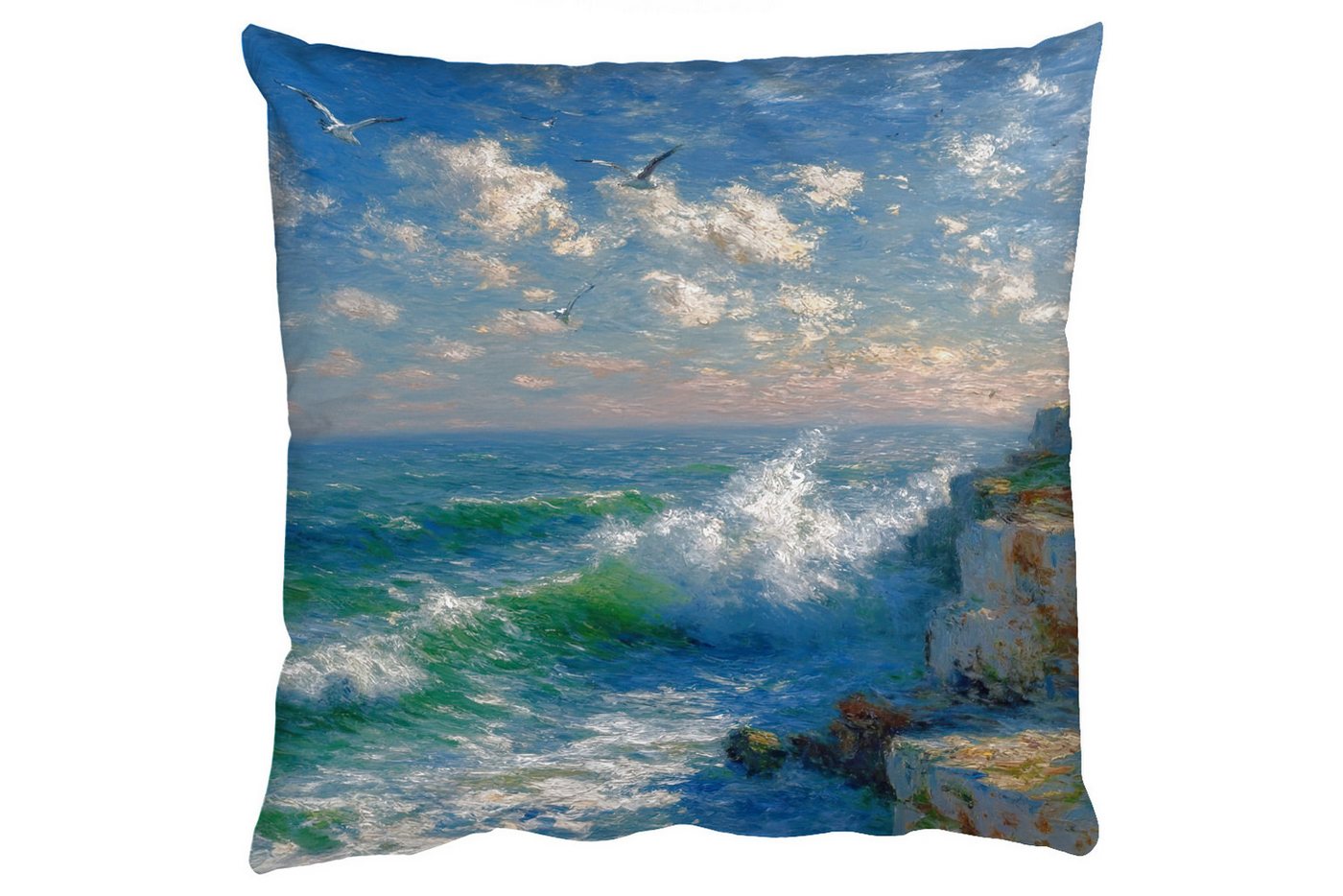 MuchoWow Dekokissen Meer - Wellen - Felsen - Möwen, Zierkissen mit Füllung für Wohnzimmer, Sofakissen, 40x40 cm MuchoWow Dekokissen Meer - Wellen - Felsen - Möwen, Zierkissen mit Füllung für Wohnzimmer, Sofakissen, 40x40 cm von MuchoWow