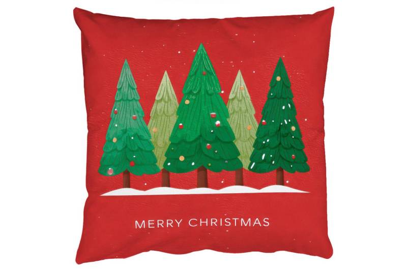 MuchoWow Dekokissen Minimalistisch - Weihnachtsbäume - Rot - Schnee, Zierkissen mit Füllung für Wohnzimmer, Sofakissen, 40x40 cm MuchoWow Dekokissen Minimalistisch - Weihnachtsbäume - Rot - Schnee, Zierkissen mit Füllung für Wohnzimmer, Sofakissen, 40x40 cm von MuchoWow