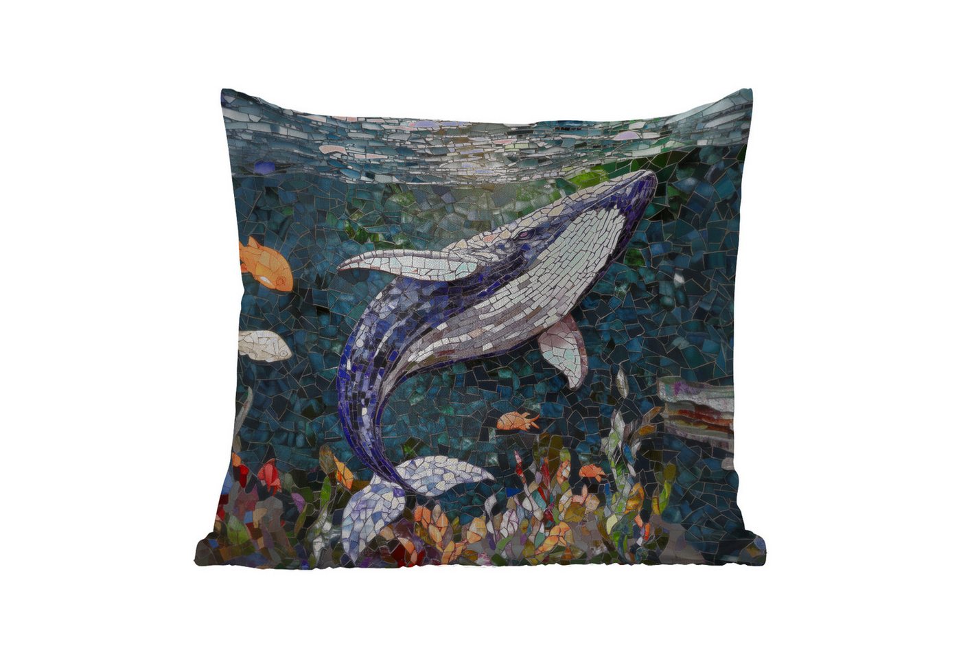 MuchoWow Dekokissen Mosaik - Wal - Koralle - Wasser, Kissenbezüge, Kissenhülle, Kissen, Outdoor, 40x40 cm MuchoWow Dekokissen Mosaik - Wal - Koralle - Wasser, Kissenbezüge, Kissenhülle, Kissen, Outdoor, 40x40 cm von MuchoWow