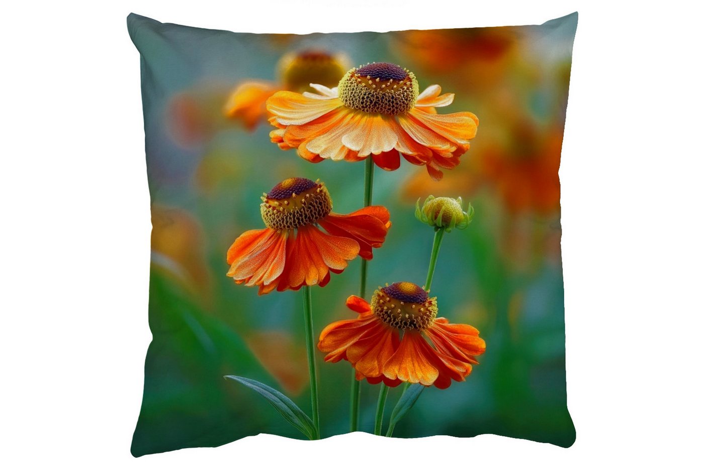 MuchoWow Dekokissen Orangefarbene Blumen - Lebendig - Unscharfer Hintergrund, Zierkissen mit Füllung für Wohnzimmer, Sofakissen, 40x40 cm MuchoWow Dekokissen Orangefarbene Blumen - Lebendig - Unscharfer Hintergrund, Zierkissen mit Füllung für Wohnzimmer, Sofakissen, 40x40 cm von MuchoWow