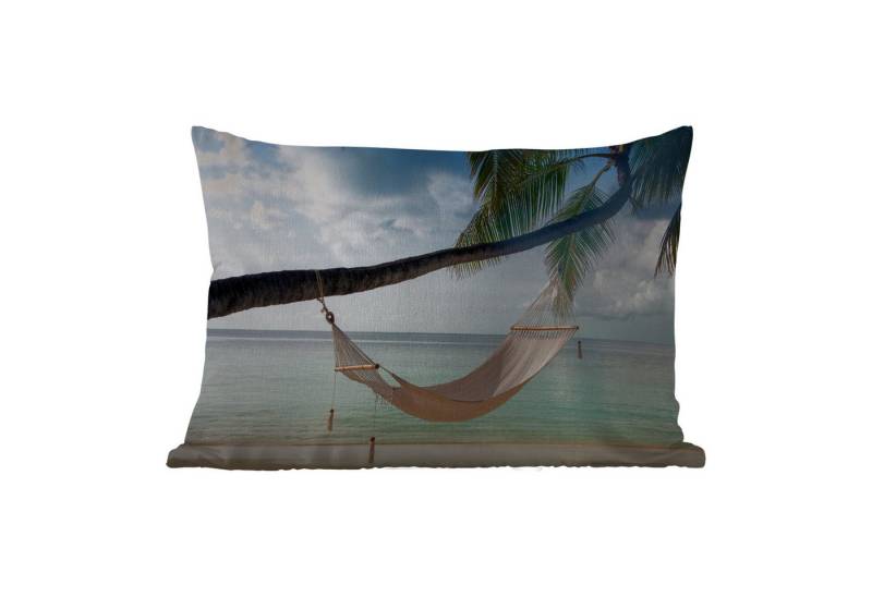MuchoWow Dekokissen Palme - Hängematte - Strand, Outdoor-Dekorationskissen, Kissen, Kissenbezug, 50x30 cm von MuchoWow