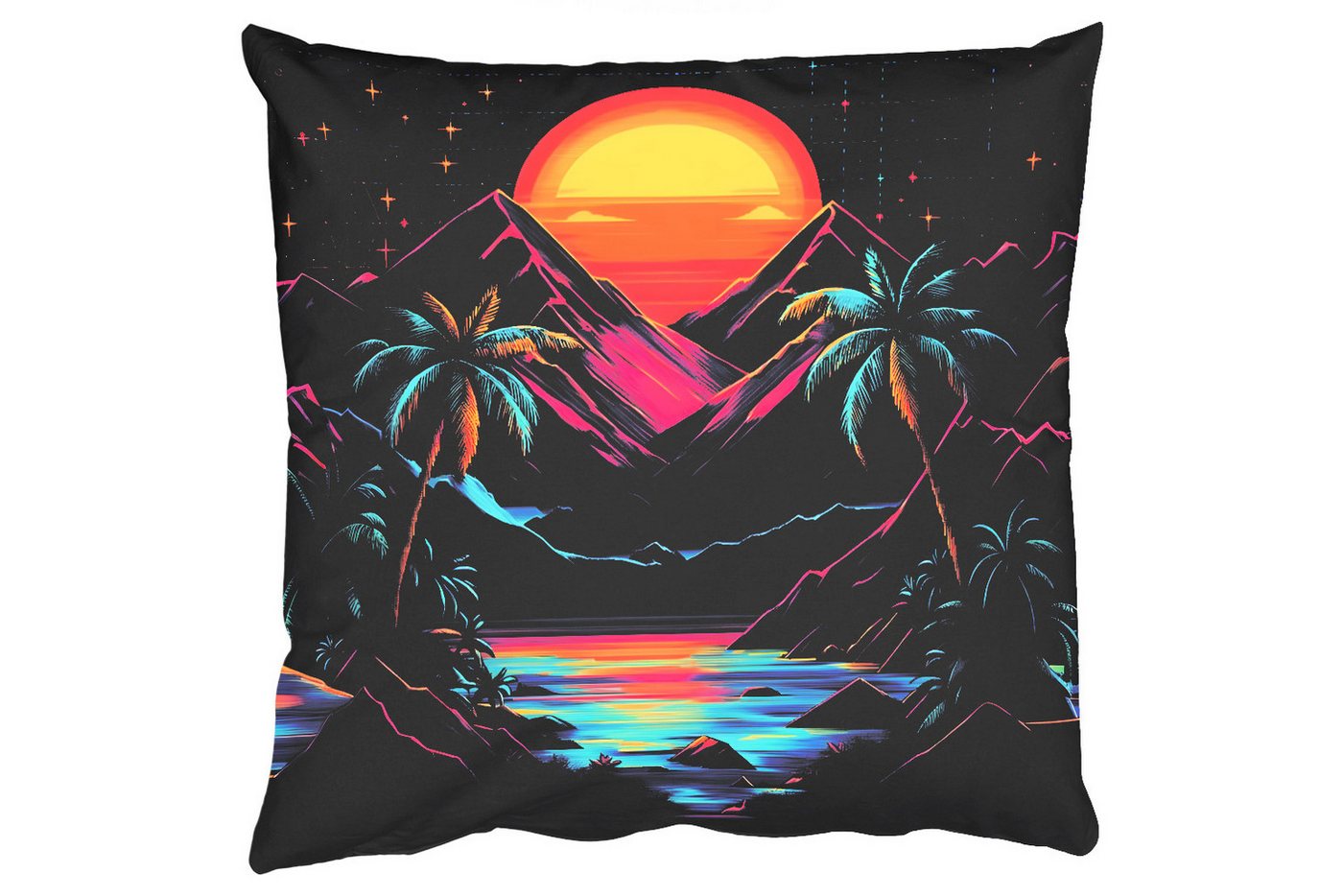 MuchoWow Dekokissen Palmen - Neonberge - Sternenhimmel - Sonne, Zierkissen mit Füllung für Wohnzimmer, Sofakissen, 40x40 cm MuchoWow Dekokissen Palmen - Neonberge - Sternenhimmel - Sonne, Zierkissen mit Füllung für Wohnzimmer, Sofakissen, 40x40 cm von MuchoWow