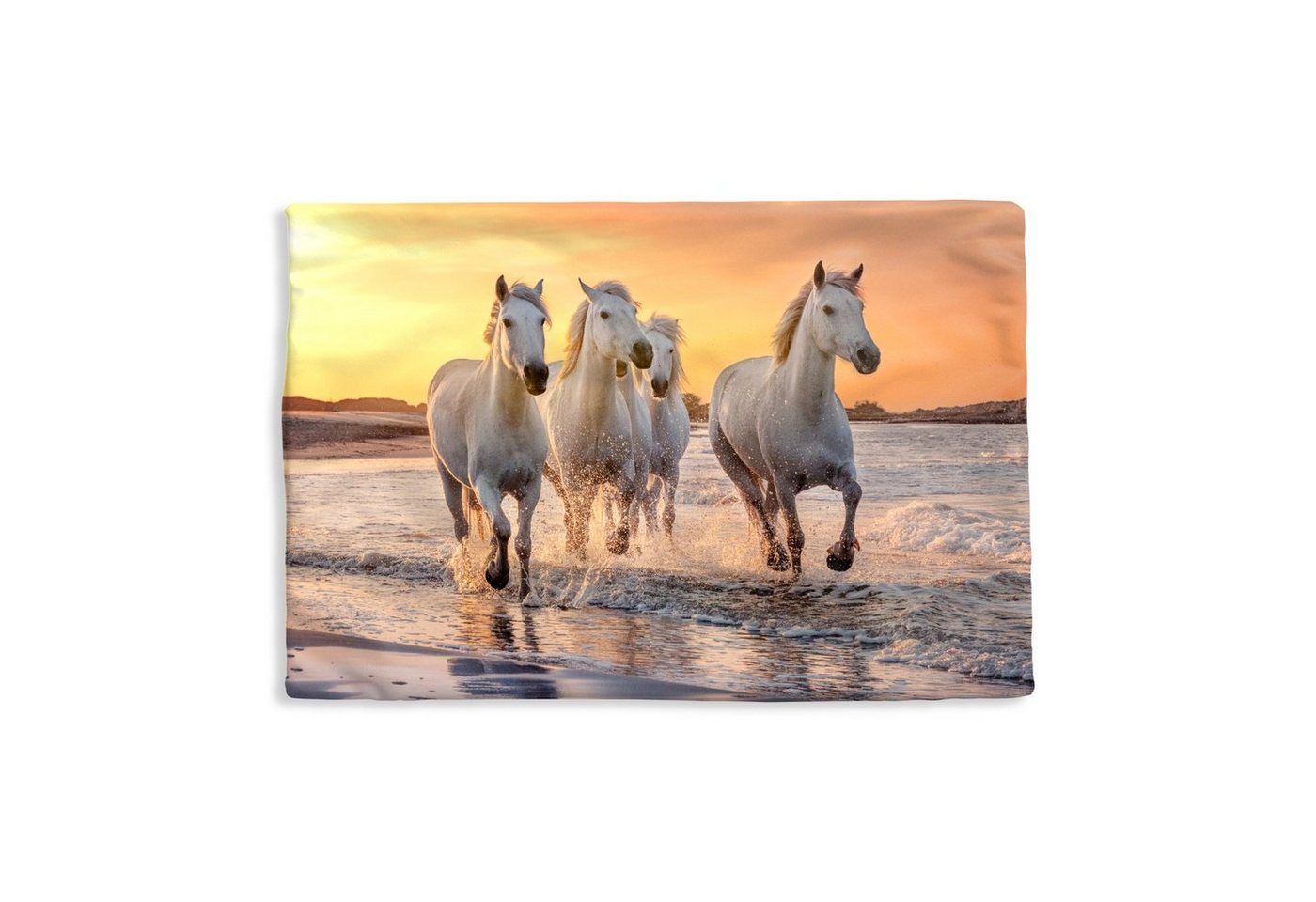 MuchoWow Dekokissen Pferde - Sonne - Meer - Strand - Tiere, Kissenbezug für Sofa, Dekorationkissen, Kissenhüllen, 50x30 cm von MuchoWow