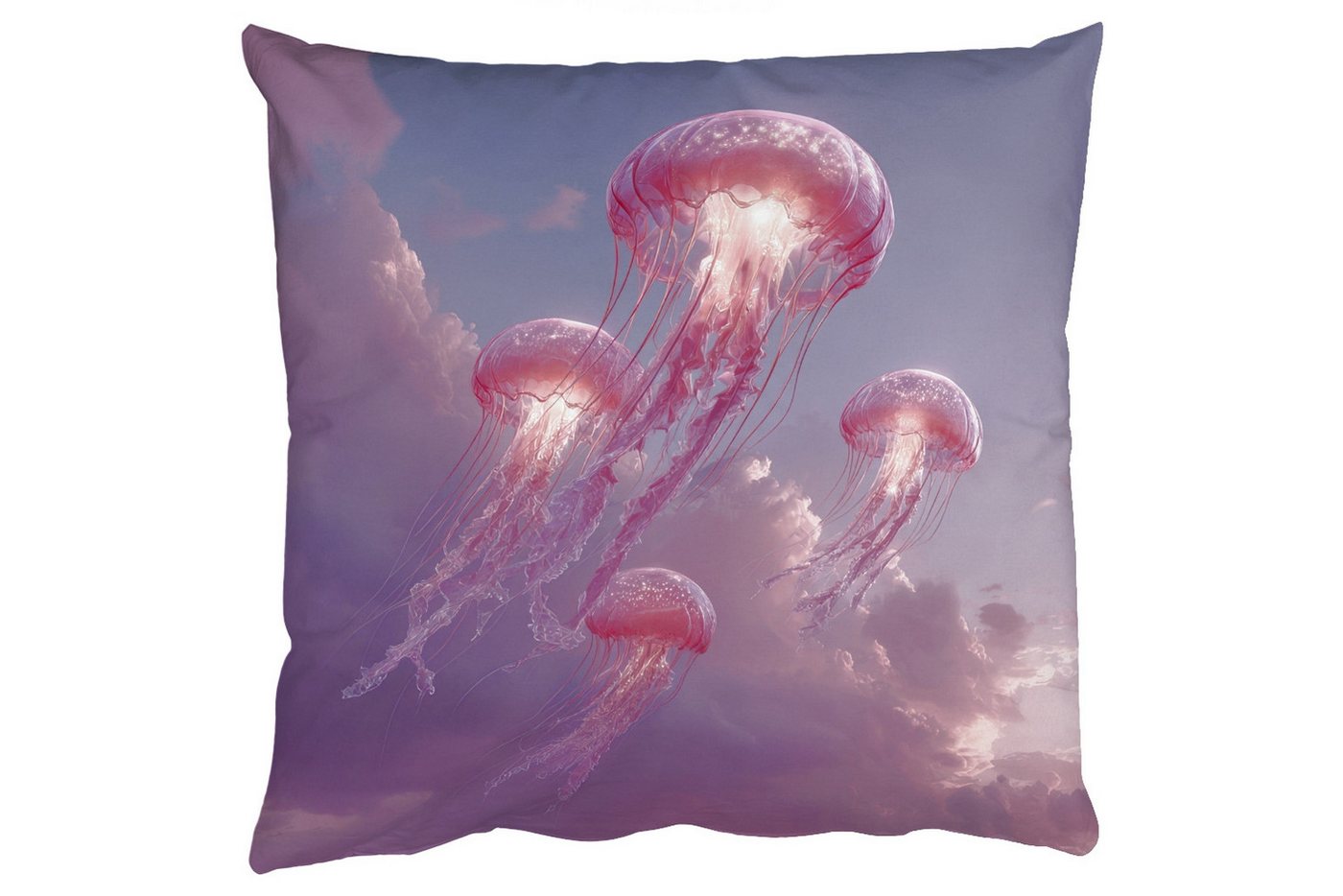 MuchoWow Dekokissen Qualle - Rosa - Wolken, Zierkissen mit Füllung für Wohnzimmer, Sofakissen, 40x40 cm MuchoWow Dekokissen Qualle - Rosa - Wolken, Zierkissen mit Füllung für Wohnzimmer, Sofakissen, 40x40 cm von MuchoWow