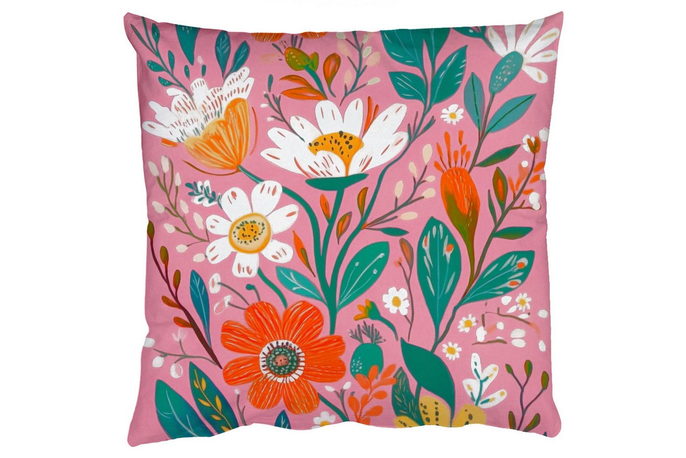 MuchoWow Dekokissen Rosa - Blumen - Weiß - Orange, Zierkissen mit Füllung für Wohnzimmer, Sofakissen, 40x40 cm MuchoWow Dekokissen Rosa - Blumen - Weiß - Orange, Zierkissen mit Füllung für Wohnzimmer, Sofakissen, 40x40 cm von MuchoWow
