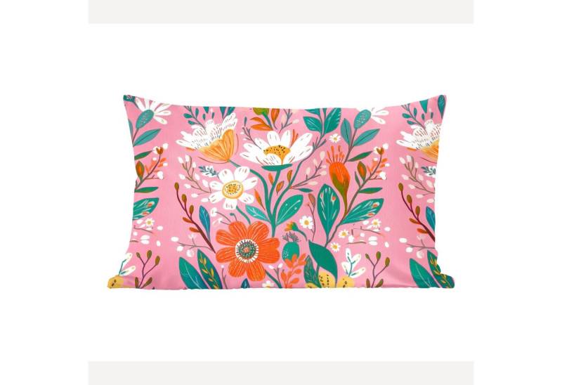 MuchoWow Dekokissen Rosa - Blumen - Weiß - Orange von MuchoWow
