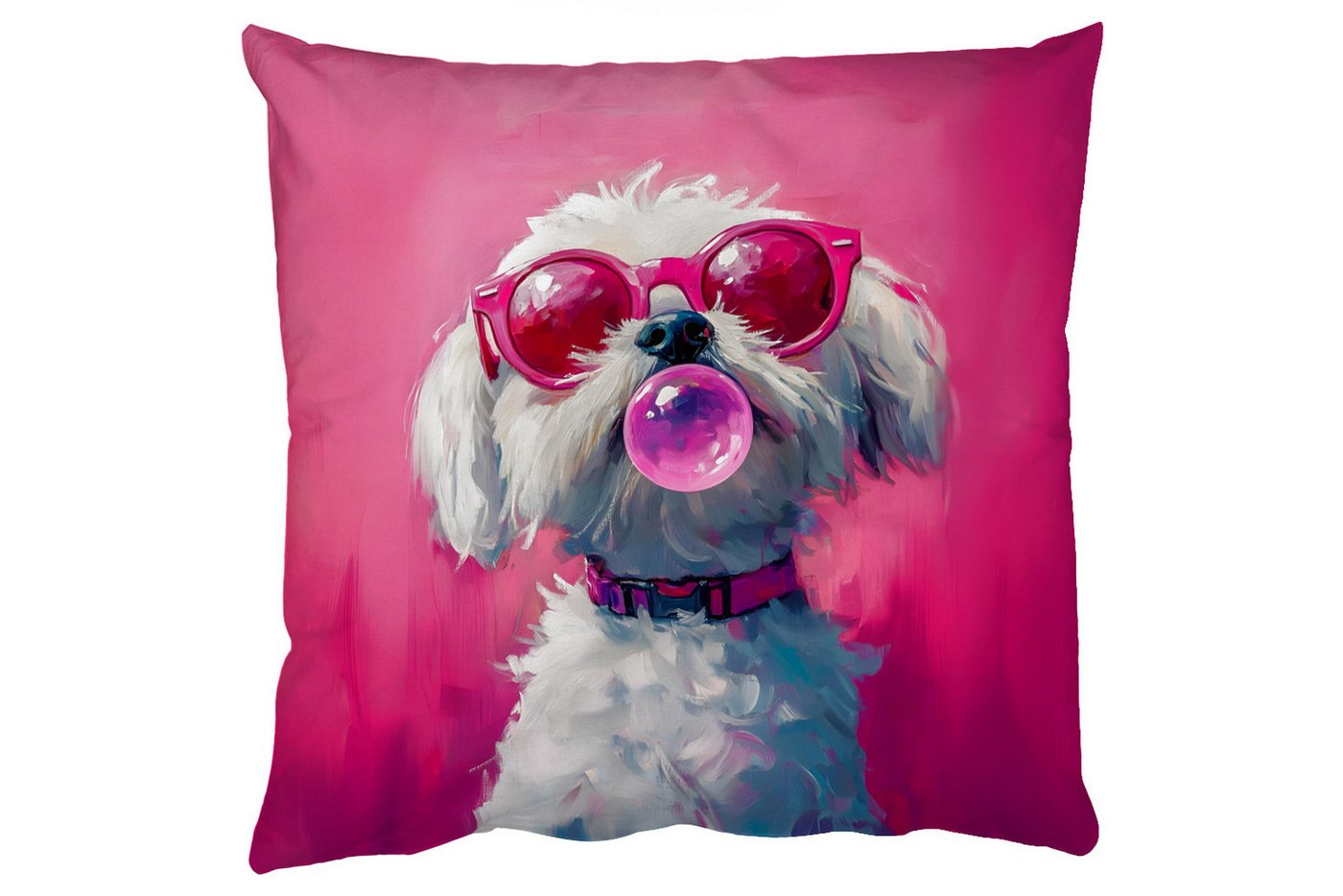 MuchoWow Dekokissen Rosa - Hund - Blase, Zierkissen mit Füllung für Wohnzimmer, Sofakissen, 40x40 cm MuchoWow Dekokissen Rosa - Hund - Blase, Zierkissen mit Füllung für Wohnzimmer, Sofakissen, 40x40 cm von MuchoWow