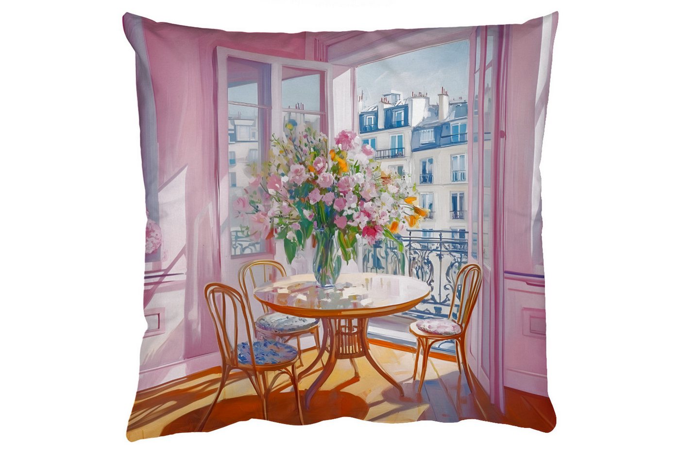 MuchoWow Dekokissen Rosa - Stadt - Blumen, Zierkissen mit Füllung für Wohnzimmer, Sofakissen, 40x40 cm MuchoWow Dekokissen Rosa - Stadt - Blumen, Zierkissen mit Füllung für Wohnzimmer, Sofakissen, 40x40 cm von MuchoWow