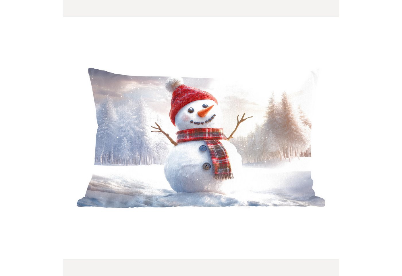 MuchoWow Dekokissen Schneemann - Sonnenuntergang - Weiß, Dekoration, Zierkissen, Kissen mit Füllung, 50x30 cm MuchoWow Dekokissen Schneemann - Sonnenuntergang - Weiß, Dekoration, Zierkissen, Kissen mit Füllung, 50x30 cm von MuchoWow