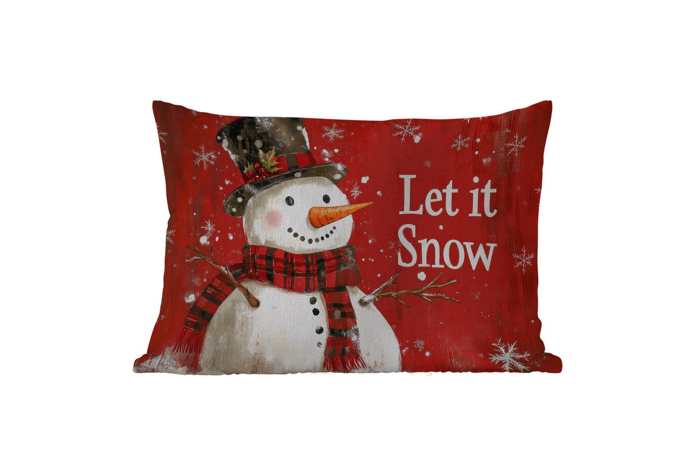 MuchoWow Dekokissen Schneespaß - Winter - Schneemann, Outdoor-Dekorationskissen, Kissen, Kissenbezug, 50x30 cm von MuchoWow