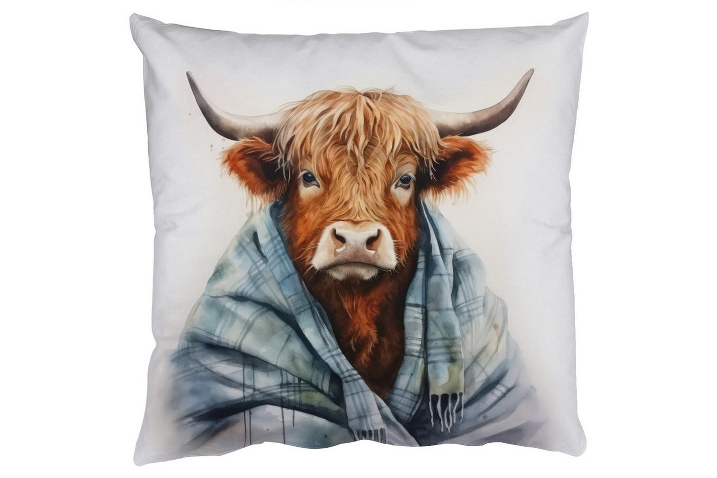 MuchoWow Dekokissen Schottischer Highlander - Decke - Weiß, Zierkissen mit Füllung für Wohnzimmer, Sofakissen, 40x40 cm MuchoWow Dekokissen Schottischer Highlander - Decke - Weiß, Zierkissen mit Füllung für Wohnzimmer, Sofakissen, 40x40 cm von MuchoWow