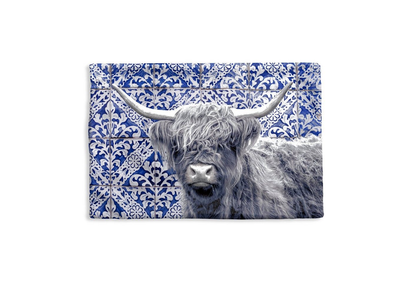 MuchoWow Dekokissen Scottish Highlander - Delfter Blau - Schwarz - Weiß, Kissenbezug für Sofa, Dekorationkissen, Kissenhüllen, 50x30 cm MuchoWow Dekokissen Scottish Highlander - Delfter Blau - Schwarz - Weiß, Kissenbezug für Sofa, Dekorationkissen, Kissenhüllen, 50x30 cm von MuchoWow