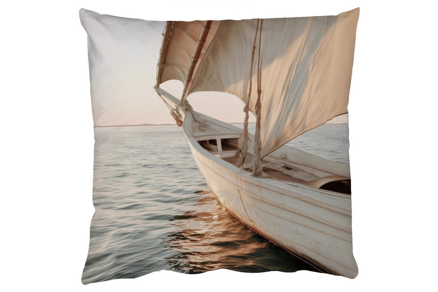 MuchoWow Dekokissen Segelboot - Meer - Beige - Sonne, Zierkissen mit Füllung für Wohnzimmer, Sofakissen, 40x40 cm MuchoWow Dekokissen Segelboot - Meer - Beige - Sonne, Zierkissen mit Füllung für Wohnzimmer, Sofakissen, 40x40 cm von MuchoWow