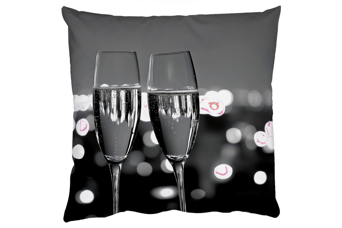 MuchoWow Dekokissen Seifenblasen - Prost - Champagnergläser - Lichter der Stadt, Zierkissen mit Füllung für Wohnzimmer, Sofakissen, 40x40 cm MuchoWow Dekokissen Seifenblasen - Prost - Champagnergläser - Lichter der Stadt, Zierkissen mit Füllung für Wohnzimmer, Sofakissen, 40x40 cm von MuchoWow