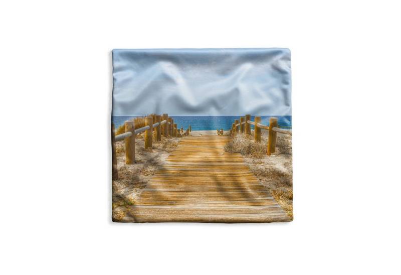 MuchoWow Dekokissen Strand - Meer - Weg, Kissenbezüge, Kissenhülle, Deko Kissenbezug, Kissen, 40x40 cm von MuchoWow