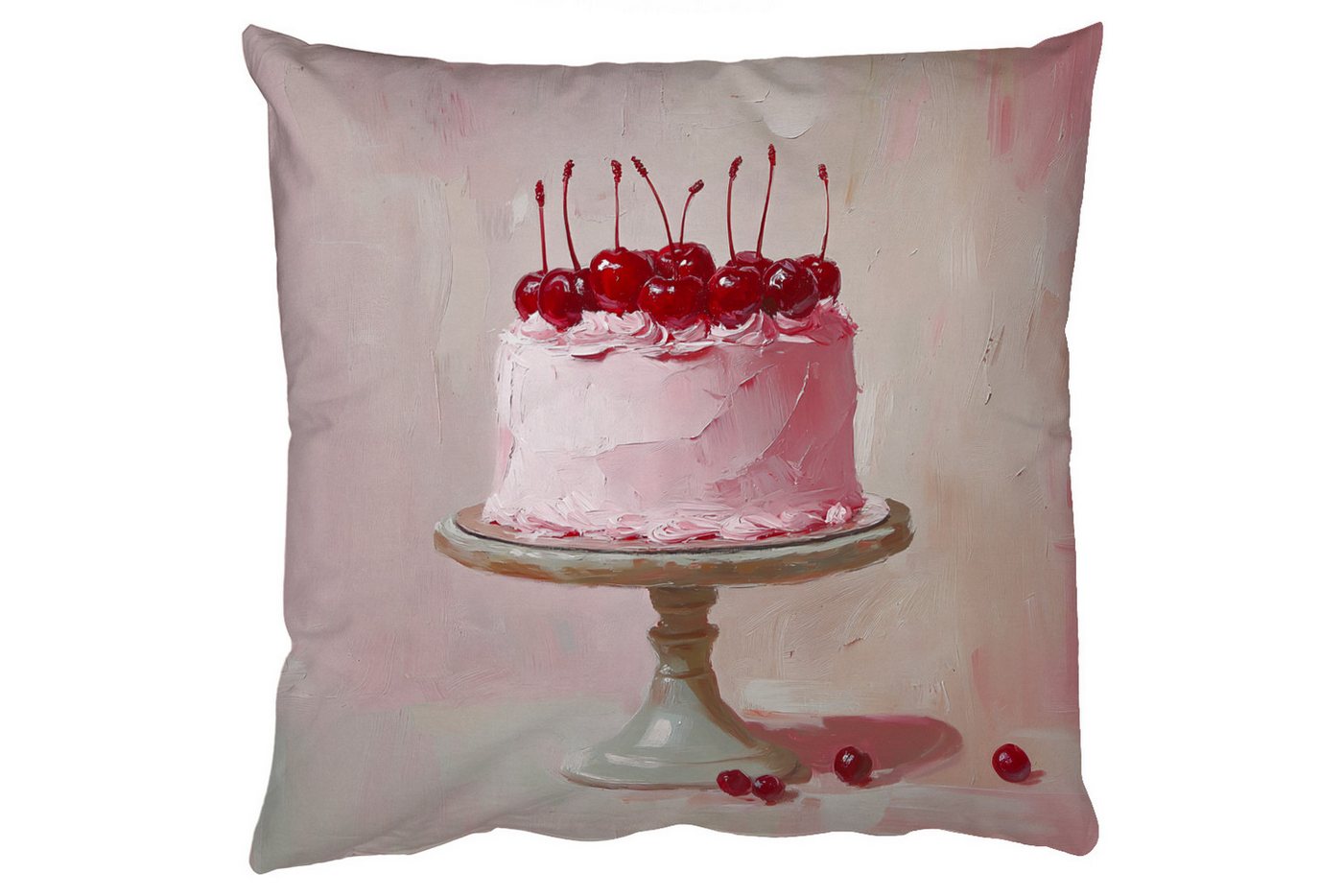 MuchoWow Dekokissen Torte - Rosa - Kirsche, Zierkissen mit Füllung für Wohnzimmer, Sofakissen, 40x40 cm MuchoWow Dekokissen Torte - Rosa - Kirsche, Zierkissen mit Füllung für Wohnzimmer, Sofakissen, 40x40 cm von MuchoWow