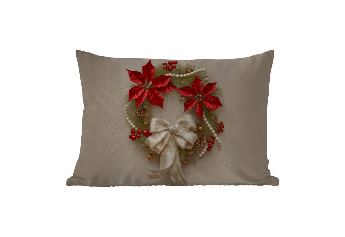 MuchoWow Dekokissen Türkranz - Schleife - Weihnachten - Rot - Grün, Outdoor-Dekorationskissen, Kissen, Kissenbezug, 50x30 cm MuchoWow Dekokissen Türkranz - Schleife - Weihnachten - Rot - Grün, Outdoor-Dekorationskissen, Kissen, Kissenbezug, 50x30 cm von MuchoWow