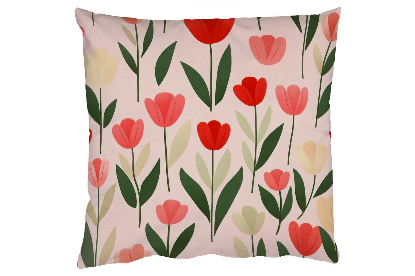 MuchoWow Dekokissen Tulpen - Modern - Rosa, Zierkissen mit Füllung für Wohnzimmer, Sofakissen, 40x40 cm von MuchoWow