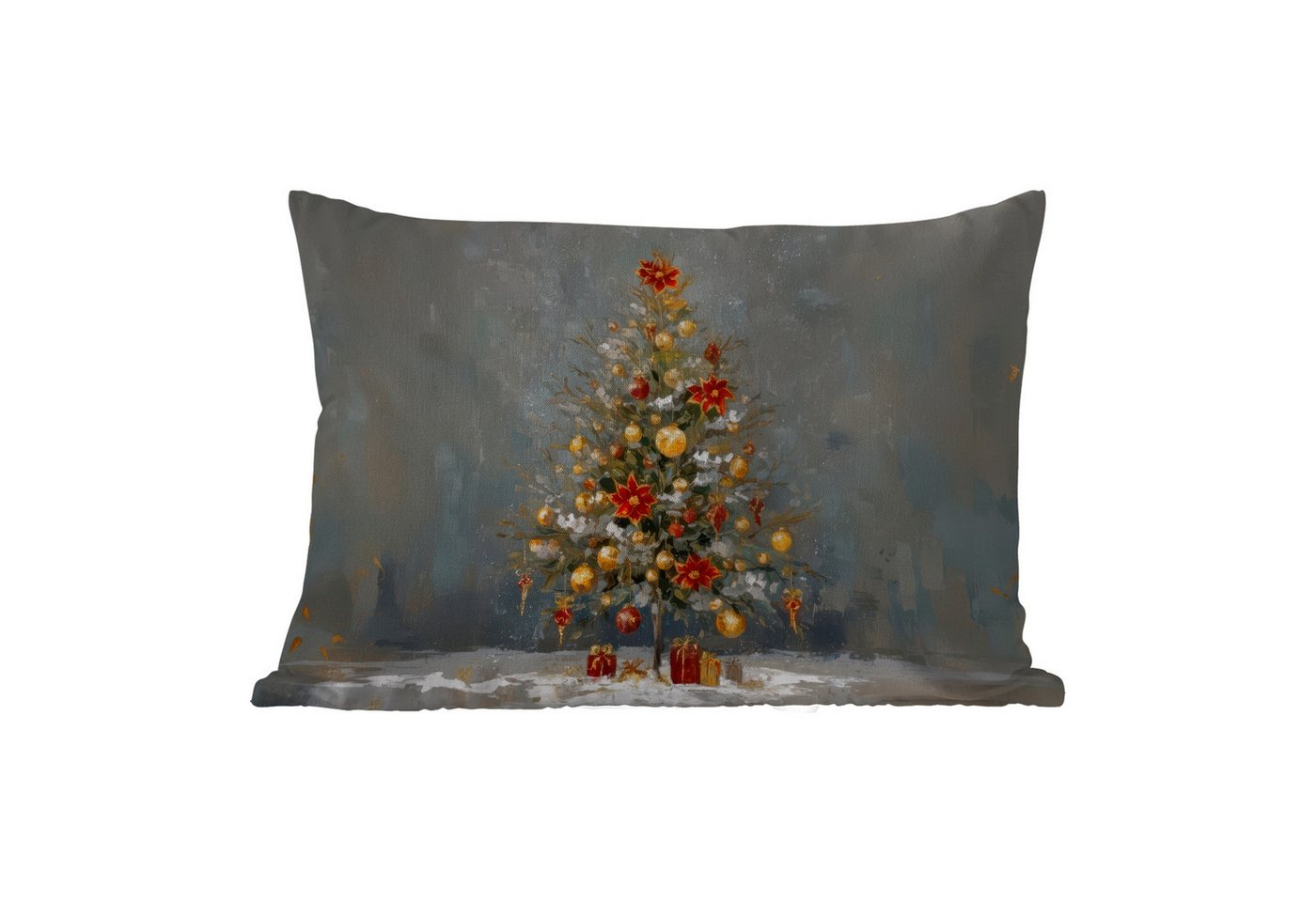 MuchoWow Dekokissen Weihnachtsbaum - Geschenke - Rot - Gold, Outdoor-Dekorationskissen, Kissen, Kissenbezug, 50x30 cm von MuchoWow