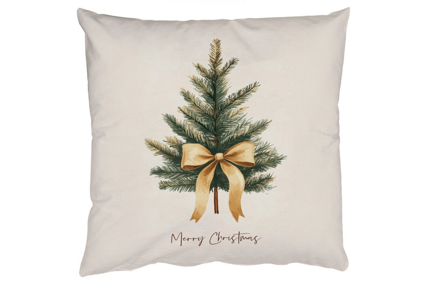 MuchoWow Dekokissen Weihnachtsbaum - Weihnachten - Frohe Weihnachten - Beige, Zierkissen mit Füllung für Wohnzimmer, Sofakissen, 40x40 cm MuchoWow Dekokissen Weihnachtsbaum - Weihnachten - Frohe Weihnachten - Beige, Zierkissen mit Füllung für Wohnzimmer, Sofakissen, 40x40 cm von MuchoWow