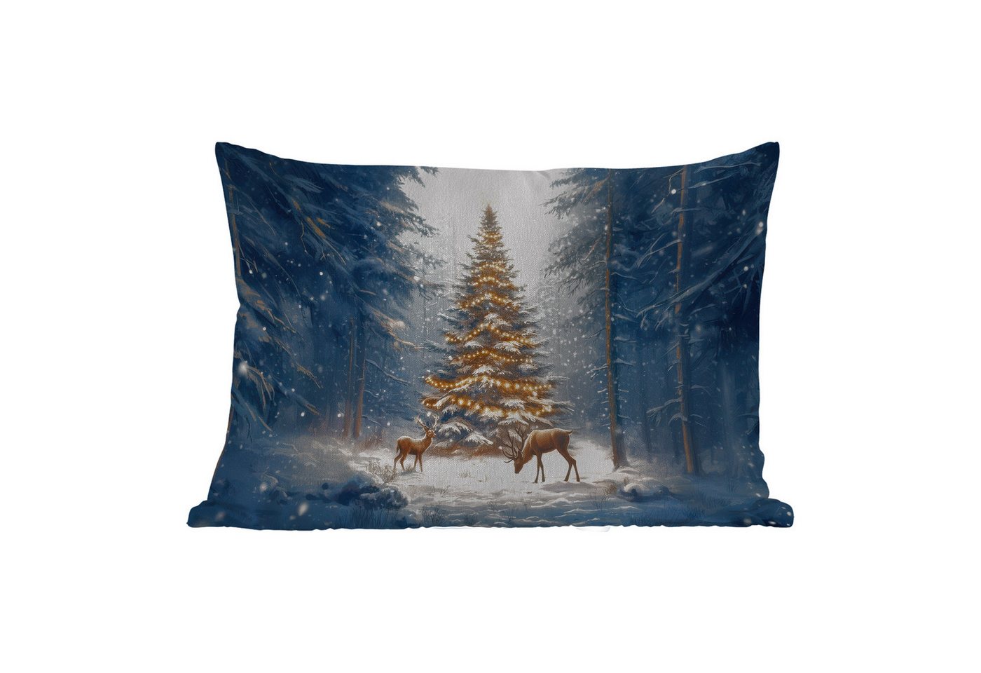 MuchoWow Dekokissen Weihnachtsbeleuchtung - Wald - Hirsche - Dunkelheit, Outdoor-Dekorationskissen, Kissen, Kissenbezug, 50x30 cm MuchoWow Dekokissen Weihnachtsbeleuchtung - Wald - Hirsche - Dunkelheit, Outdoor-Dekorationskissen, Kissen, Kissenbezug, 50x30 cm von MuchoWow
