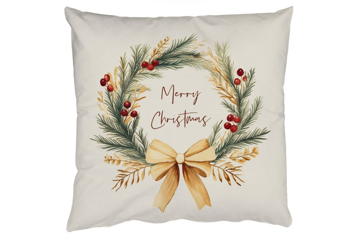 MuchoWow Dekokissen Weihnachtskranz - Weihnachten - Gold - Beige, Zierkissen mit Füllung für Wohnzimmer, Sofakissen, 40x40 cm MuchoWow Dekokissen Weihnachtskranz - Weihnachten - Gold - Beige, Zierkissen mit Füllung für Wohnzimmer, Sofakissen, 40x40 cm von MuchoWow