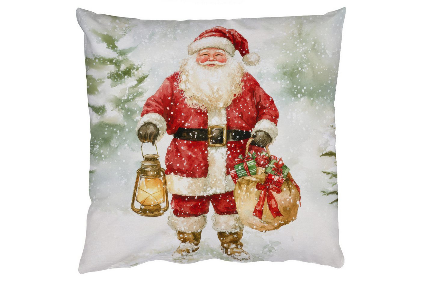 MuchoWow Dekokissen Weihnachtsmann - Winter - Schnee - Weiß - Rot, Zierkissen mit Füllung für Wohnzimmer, Sofakissen, 40x40 cm MuchoWow Dekokissen Weihnachtsmann - Winter - Schnee - Weiß - Rot, Zierkissen mit Füllung für Wohnzimmer, Sofakissen, 40x40 cm von MuchoWow