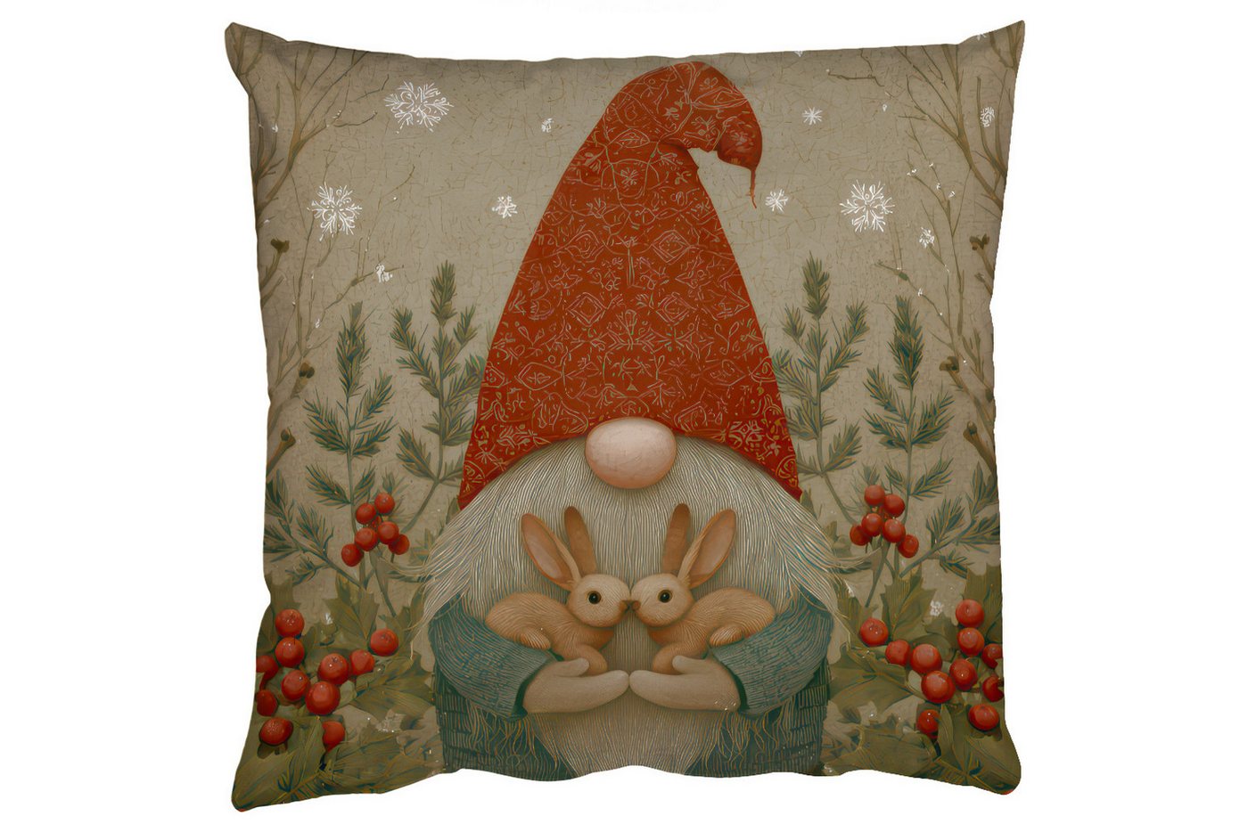 MuchoWow Dekokissen Weihnachtswichtel - Hasen - Bunt, Zierkissen mit Füllung für Wohnzimmer, Sofakissen, 40x40 cm MuchoWow Dekokissen Weihnachtswichtel - Hasen - Bunt, Zierkissen mit Füllung für Wohnzimmer, Sofakissen, 40x40 cm von MuchoWow