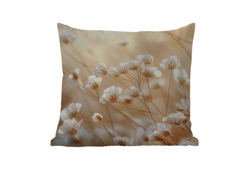 MuchoWow Dekokissen Wild - Blumen - Weiß, Kissenbezüge, Kissenhülle, Kissen, Outdoor, 40x40 cm von MuchoWow