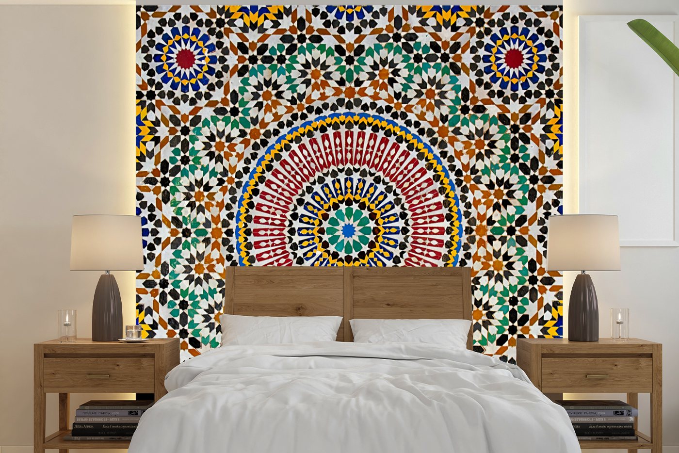 MuchoWow Fototapete Ansicht eines marokkanischen Mosaiks von oben, Matt, bedruckt, (5 St), Vliestapete für Wohnzimmer Schlafzimmer Küche, Fototapete, 220x220 cm von MuchoWow