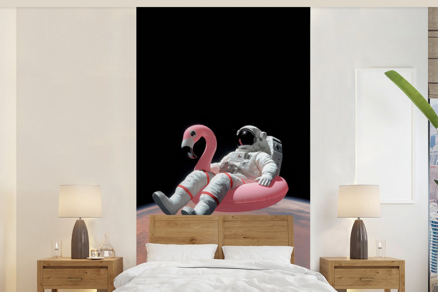 MuchoWow Fototapete Astronaut - Flamingo - Schwimmband - Rosa, Matt, bedruckt, Vliestapete für Wohnzimmer Schlafzimmer Küche, Fototapete, 120x240 cm MuchoWow Fototapete Astronaut - Flamingo - Schwimmband - Rosa, Matt, bedruckt, Vliestapete für Wohnzimmer Schlafzimmer Küche, Fototapete, 120x240 cm von MuchoWow