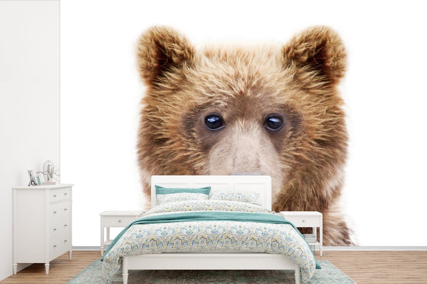 MuchoWow Fototapete Bär - Braun - Tiere - Natur, Matt, bedruckt, (10 St), Vinyl Tapete für Wohnzimmer oder Schlafzimmer, Wandtapete von MuchoWow