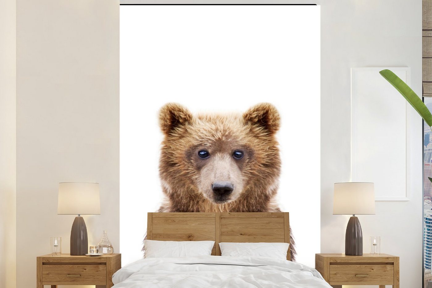 MuchoWow Fototapete Bär - Braun - Tiere - Natur, Matt, bedruckt, (3 St), Montagefertig Vinyl Tapete für Wohnzimmer, Wandtapete von MuchoWow