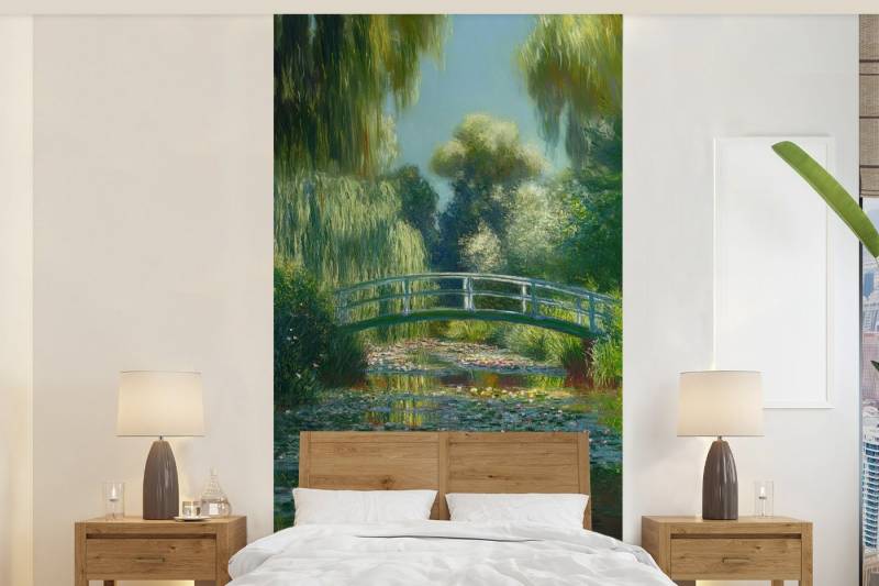 MuchoWow Fototapete Brücke - Holz - Teich - Seerosen, Matt, bedruckt, Vliestapete für Wohnzimmer Schlafzimmer Küche, Fototapete, 120x240 cm MuchoWow Fototapete Brücke - Holz - Teich - Seerosen, Matt, bedruckt, Vliestapete für Wohnzimmer Schlafzimmer Küche, Fototapete, 120x240 cm von MuchoWow