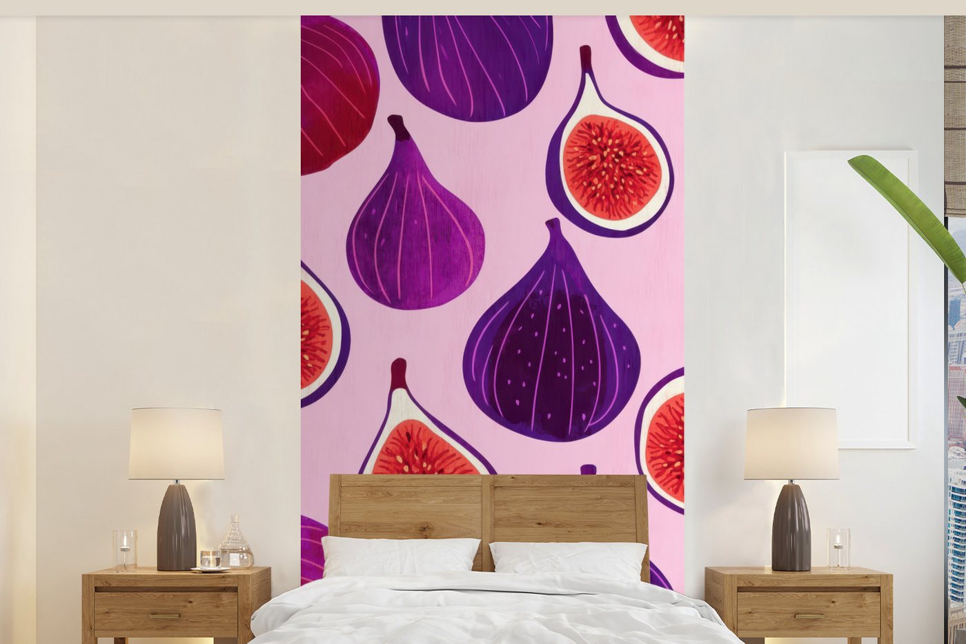 MuchoWow Fototapete Feigen - Rosa - Lila, Matt, bedruckt, Vliestapete für Wohnzimmer Schlafzimmer Küche, Fototapete, 120x240 cm MuchoWow Fototapete Feigen - Rosa - Lila, Matt, bedruckt, Vliestapete für Wohnzimmer Schlafzimmer Küche, Fototapete, 120x240 cm von MuchoWow