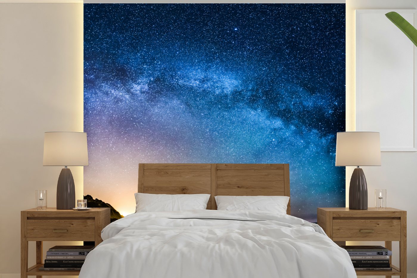 MuchoWow Fototapete Galaxie - Universum - Sonne - Jungen - Mädchen - Kinder, Matt, bedruckt, (5 St), Vinyl Tapete für Wohnzimmer oder Schlafzimmer, Wandtapete von MuchoWow