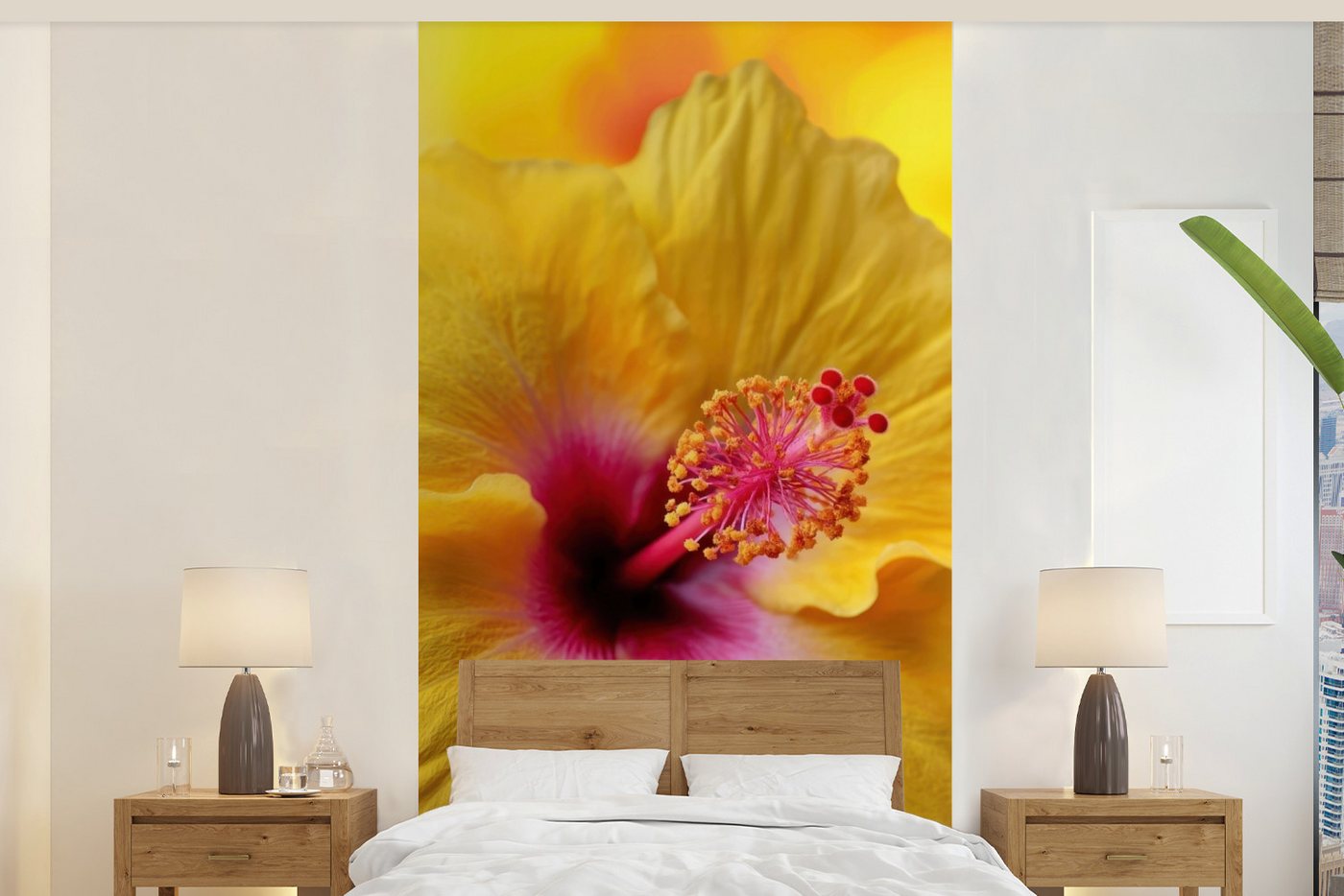 MuchoWow Fototapete Gelb - Hibiskus - Tropisch, Matt, bedruckt, Vliestapete für Wohnzimmer Schlafzimmer Küche, Fototapete, 120x240 cm MuchoWow Fototapete Gelb - Hibiskus - Tropisch, Matt, bedruckt, Vliestapete für Wohnzimmer Schlafzimmer Küche, Fototapete, 120x240 cm von MuchoWow