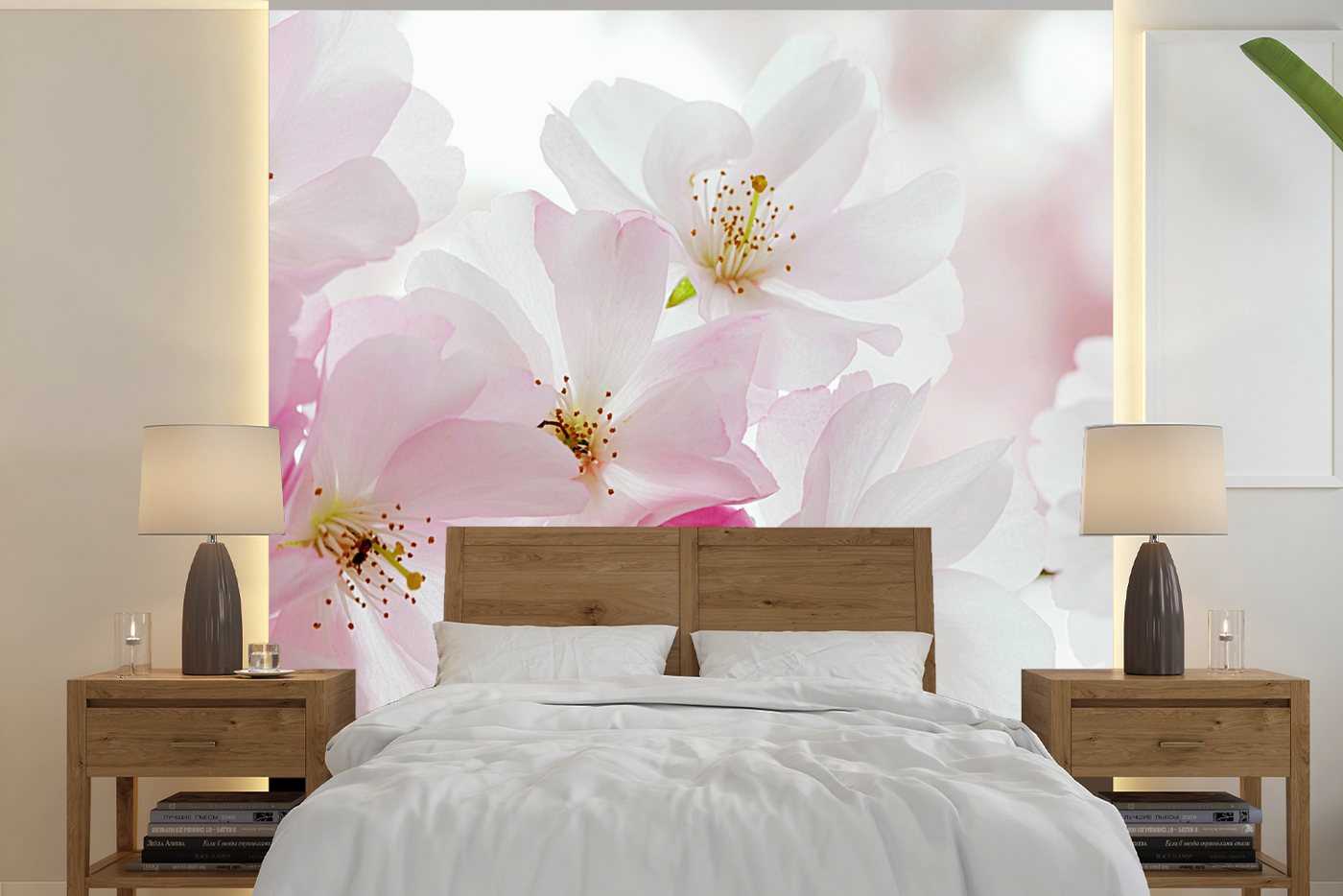 MuchoWow Fototapete Kirschen - Blüte, Matt, bedruckt, (5 St), Vliestapete für Wohnzimmer Schlafzimmer Küche, Fototapete, 220x220 cm von MuchoWow