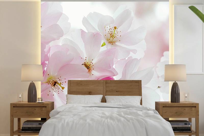 MuchoWow Fototapete Kirschen - Blüte, Matt, bedruckt, (5 St), Vliestapete für Wohnzimmer Schlafzimmer Küche, Fototapete, 220x220 cm von MuchoWow