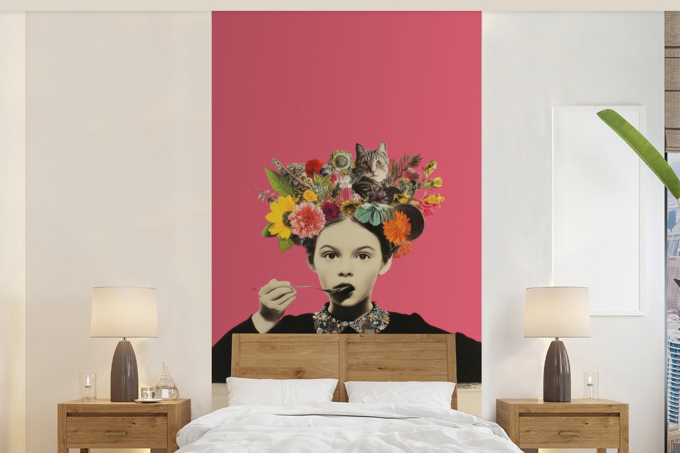 MuchoWow Fototapete Mädchen - Tasse - Blumen - Rosa, Matt, bedruckt, Vliestapete für Wohnzimmer Schlafzimmer Küche, Fototapete, 120x240 cm MuchoWow Fototapete Mädchen - Tasse - Blumen - Rosa, Matt, bedruckt, Vliestapete für Wohnzimmer Schlafzimmer Küche, Fototapete, 120x240 cm von MuchoWow