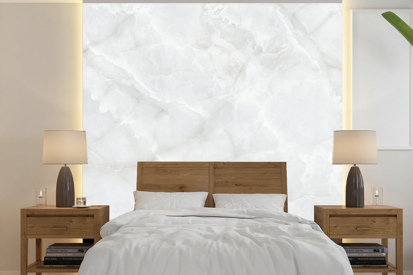 MuchoWow Fototapete Marmor - Textur - Weiß, Matt, bedruckt, (4 St), Vliestapete für Wohnzimmer Schlafzimmer Küche, Fototapete von MuchoWow
