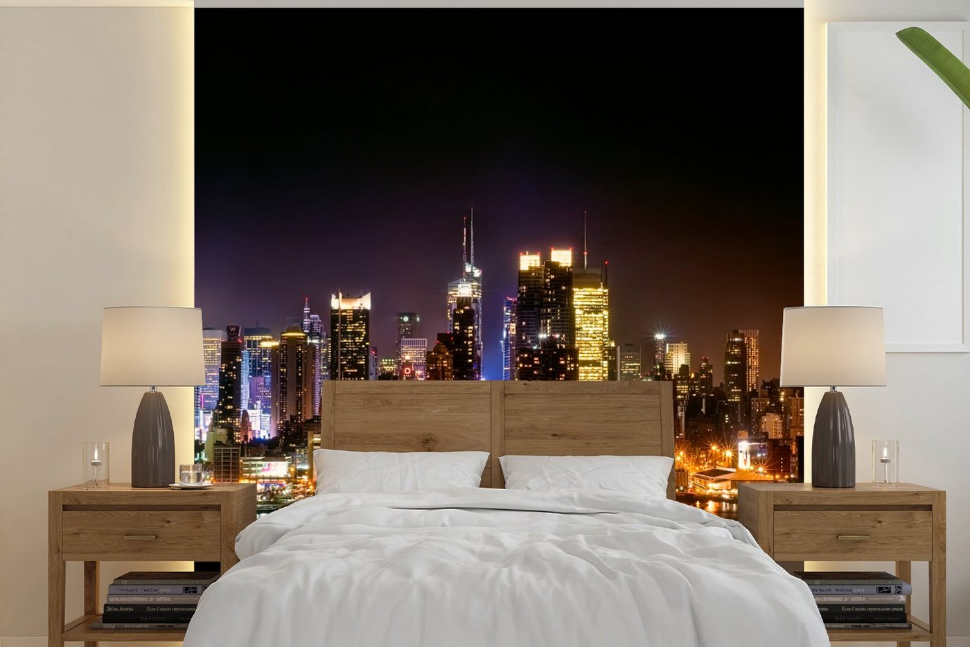 MuchoWow Fototapete New York - Manhattan - Skyline, Matt, bedruckt, (5 St), Vliestapete für Wohnzimmer Schlafzimmer Küche, Fototapete, 220x220 cm von MuchoWow