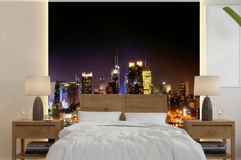 MuchoWow Fototapete New York - Manhattan - Skyline, Matt, bedruckt, (5 St), Vliestapete für Wohnzimmer Schlafzimmer Küche, Fototapete, 220x220 cm von MuchoWow