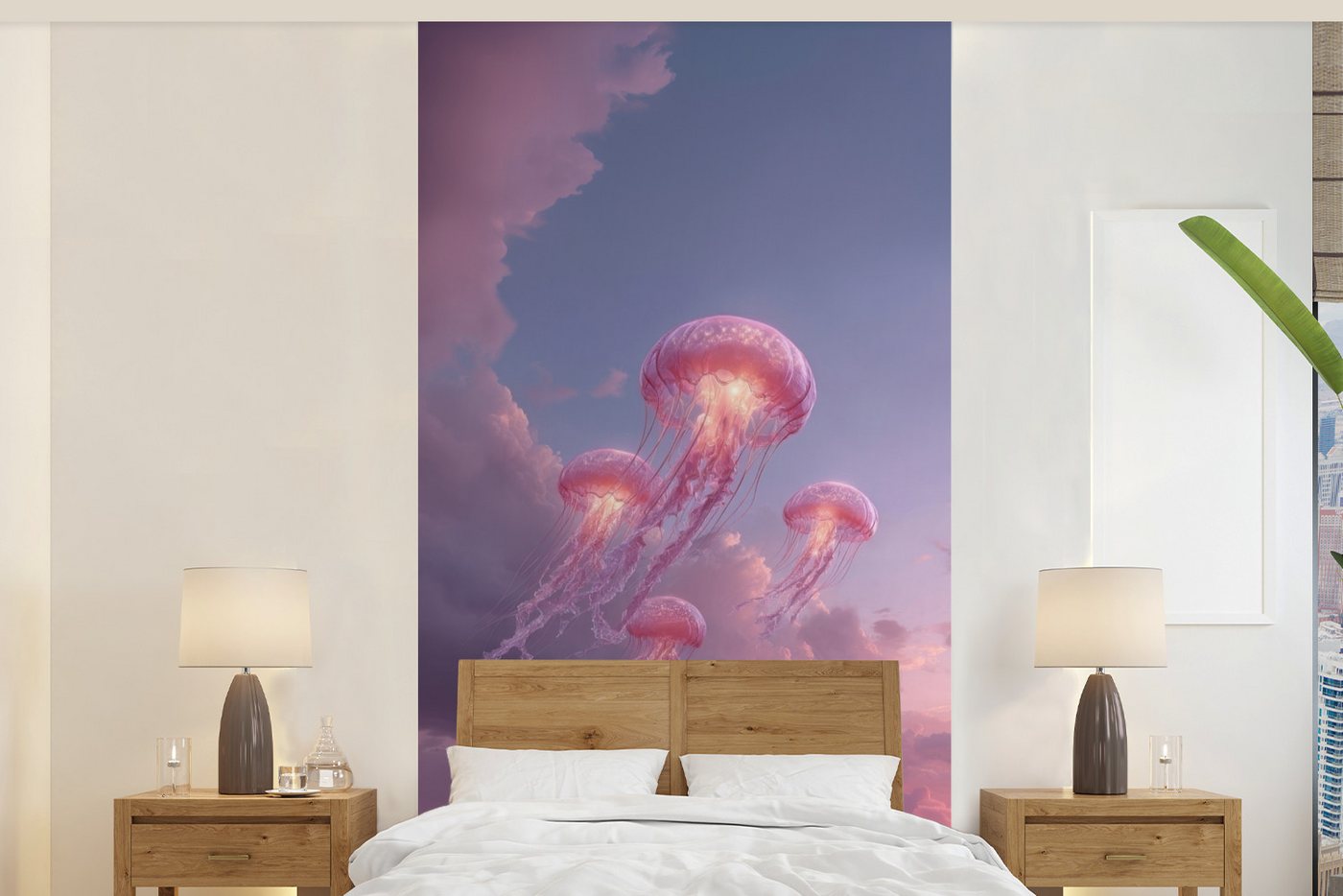 MuchoWow Fototapete Qualle - Rosa - Wolken, Matt, bedruckt, Vliestapete für Wohnzimmer Schlafzimmer Küche, Fototapete, 120x240 cm MuchoWow Fototapete Qualle - Rosa - Wolken, Matt, bedruckt, Vliestapete für Wohnzimmer Schlafzimmer Küche, Fototapete, 120x240 cm von MuchoWow