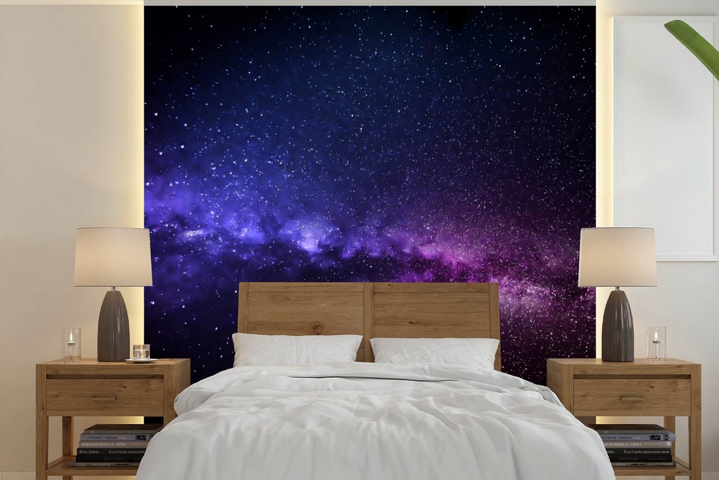 MuchoWow Fototapete Sternenhimmel - Nacht - Weltraum, Matt, bedruckt, (5 St), Vliestapete für Wohnzimmer Schlafzimmer Küche, Fototapete, 220x220 cm von MuchoWow