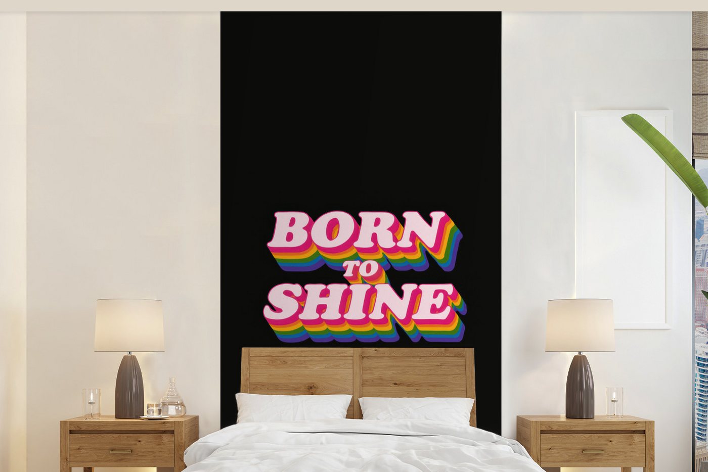 MuchoWow Fototapete Zitat - Regenbogen - Rosa - Schwarz, Matt, bedruckt, Vliestapete für Wohnzimmer Schlafzimmer Küche, Fototapete, 120x240 cm MuchoWow Fototapete Zitat - Regenbogen - Rosa - Schwarz, Matt, bedruckt, Vliestapete für Wohnzimmer Schlafzimmer Küche, Fototapete, 120x240 cm von MuchoWow