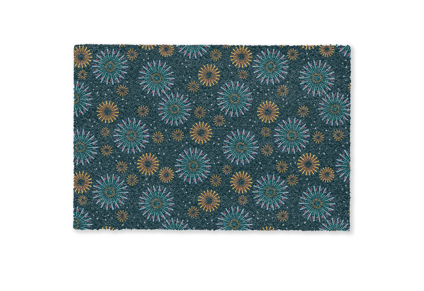 MuchoWow Fußmatte Blau - Gemustert - Retro, Rechteckig, innen Schmutzfangmatte, Tür, Schmutzfänger Flur, Teppich, 60x40 cm MuchoWow Fußmatte Blau - Gemustert - Retro, Rechteckig, innen Schmutzfangmatte, Tür, Schmutzfänger Flur, Teppich, 60x40 cm von MuchoWow