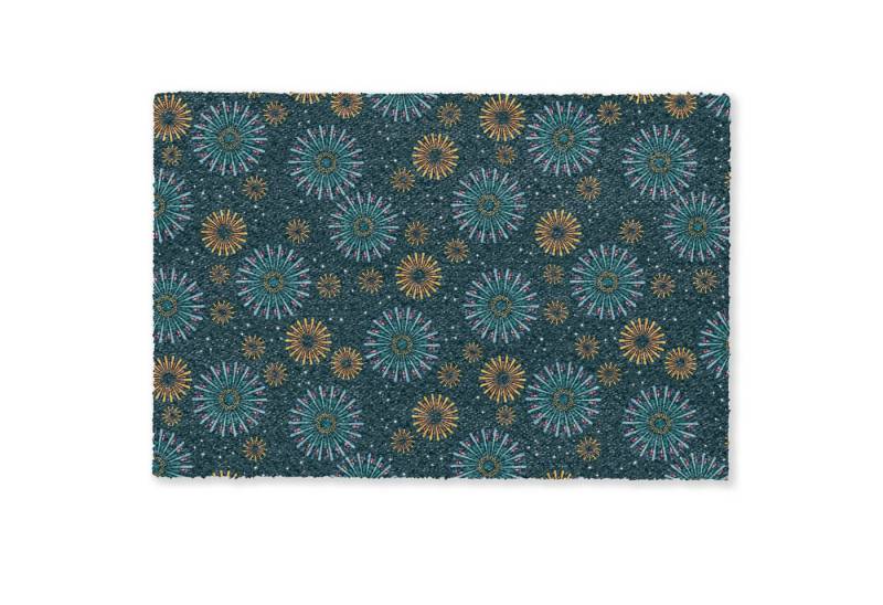 MuchoWow Fußmatte Blau - Gemustert - Retro, Rechteckig, innen Schmutzfangmatte, Tür, Schmutzfänger Flur, Teppich, 60x40 cm MuchoWow Fußmatte Blau - Gemustert - Retro, Rechteckig, innen Schmutzfangmatte, Tür, Schmutzfänger Flur, Teppich, 60x40 cm von MuchoWow
